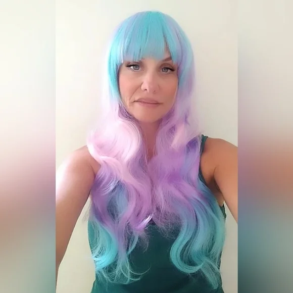 22" Wig Halloween mermaid cosplay costume synthetic - Picture 1 of 2